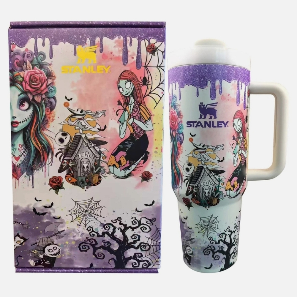 Sally x Jack Skellington Tumbler Stanley  Cup Halloween Glow in the dark